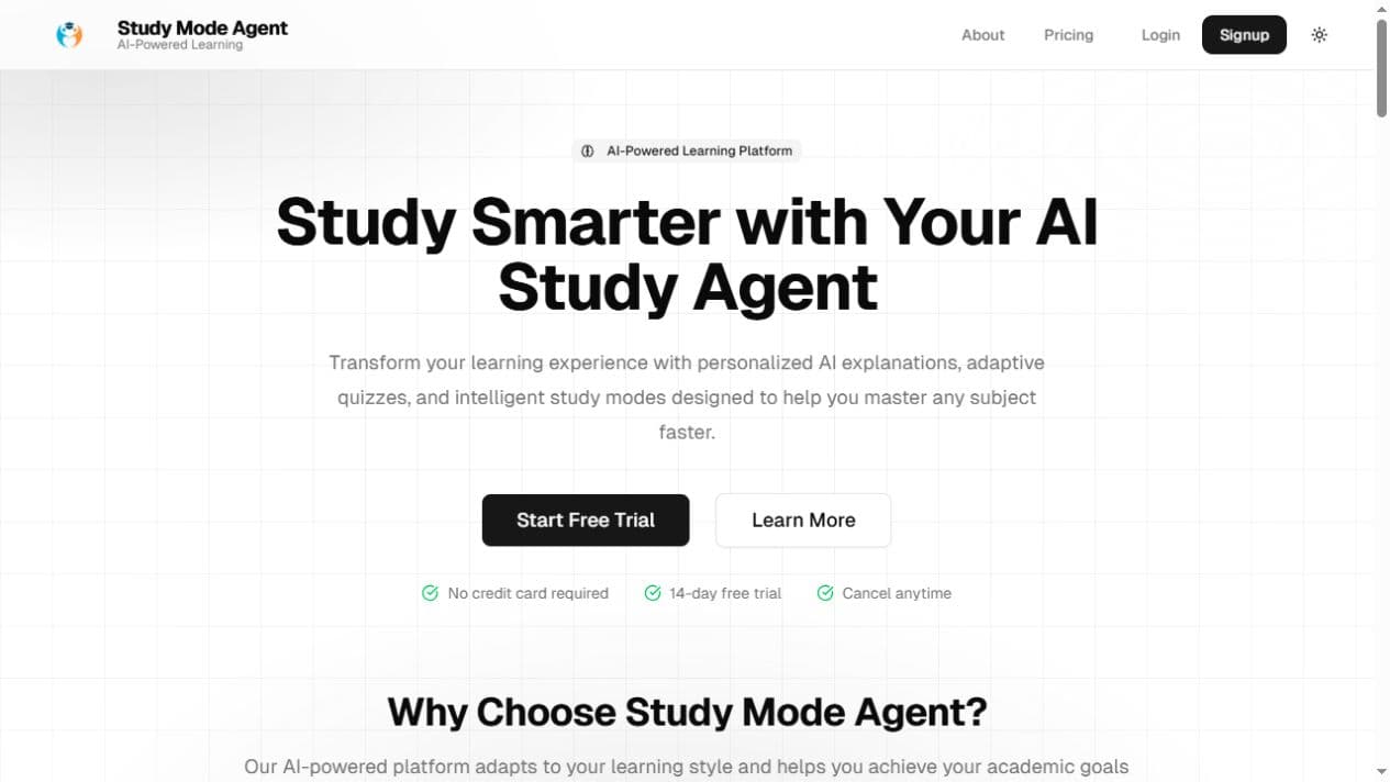 Study Mode Agent application preview